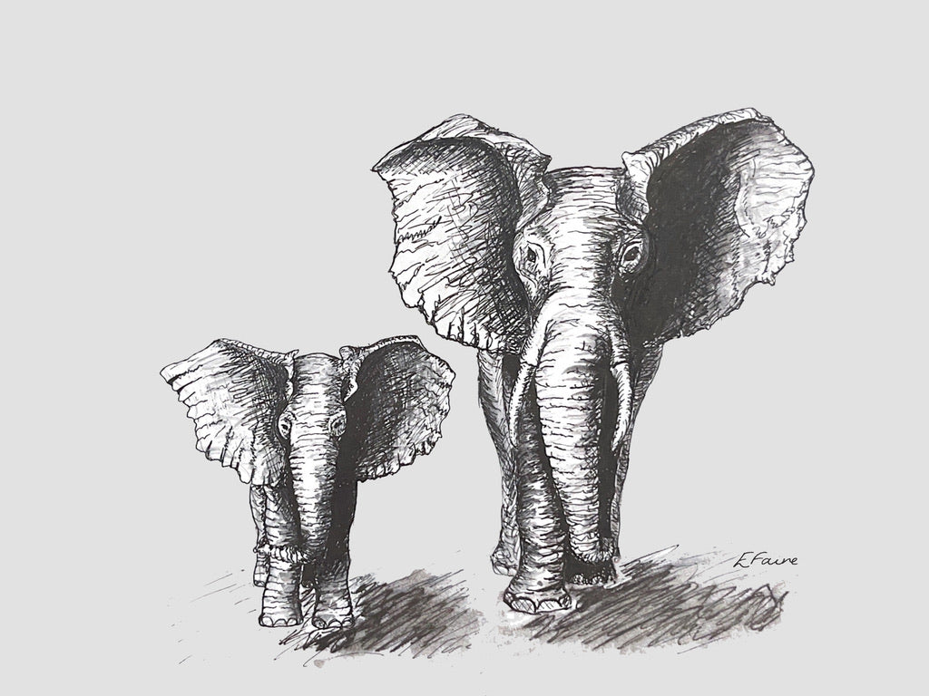 'Elmo and Edna' Elephant Postcards - Pastel