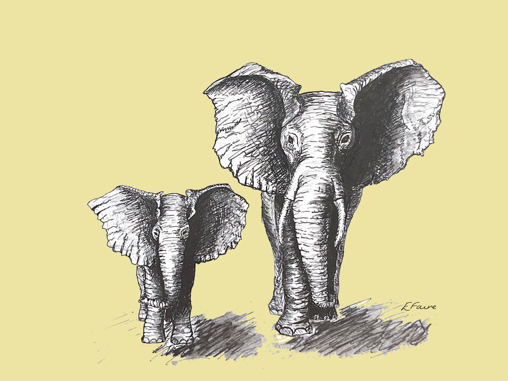 'Elmo and Edna' Elephant Postcards - Neon