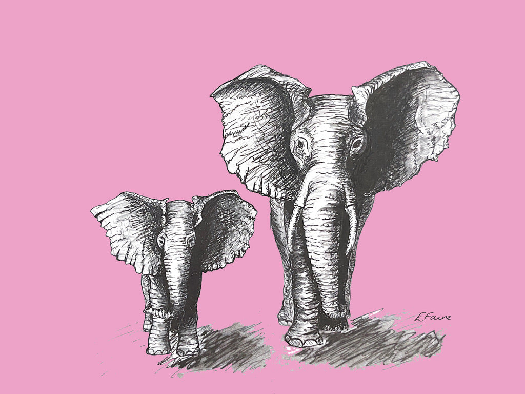 'Elmo and Edna' Elephant Postcards - Neon