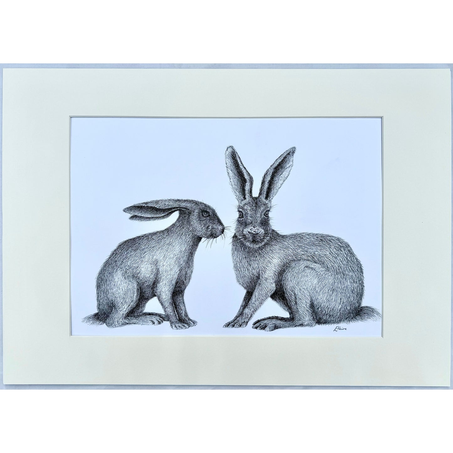 Hares Original Mounted Artwork