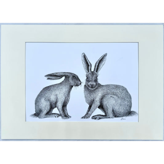 Hares Original Mounted Artwork