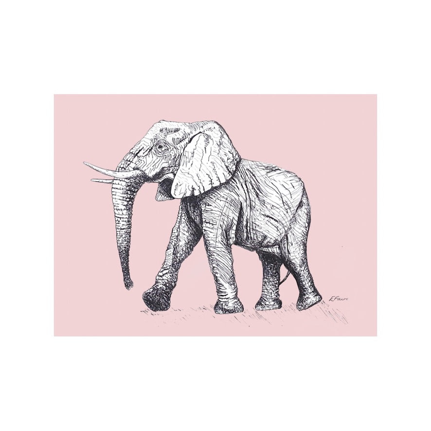 'Edward' Elephant Postcards - Pastel