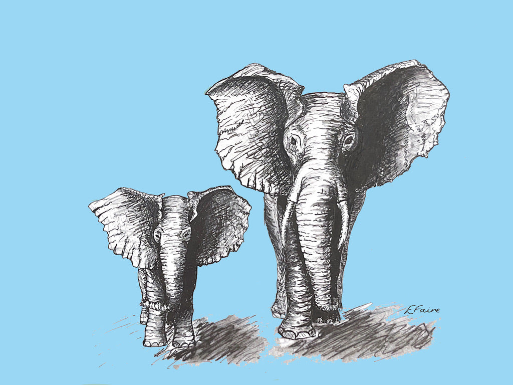 'Elmo and Edna' Elephant Postcards - Neon