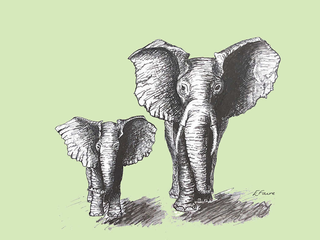 'Elmo and Edna' Elephant Postcards - Pastel