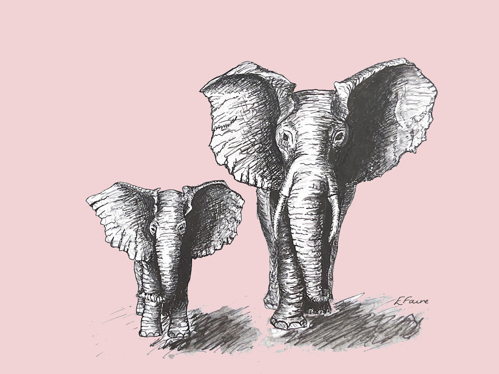 'Elmo and Edna' Elephant Postcards - Pastel