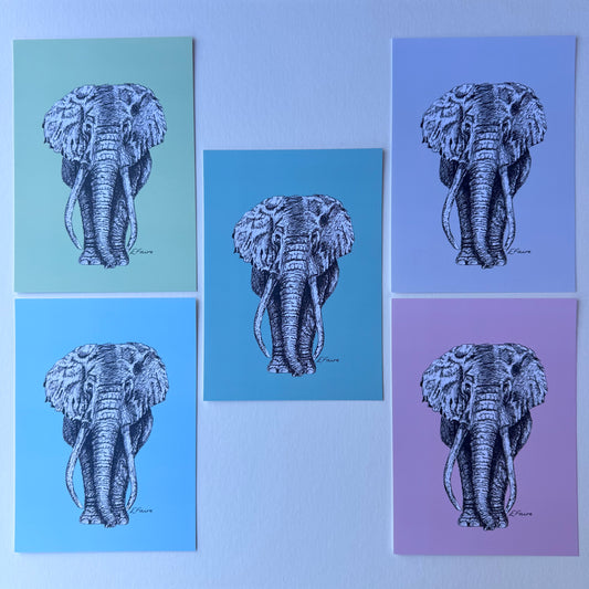 'Ems' Elephant Postcards - Pastel