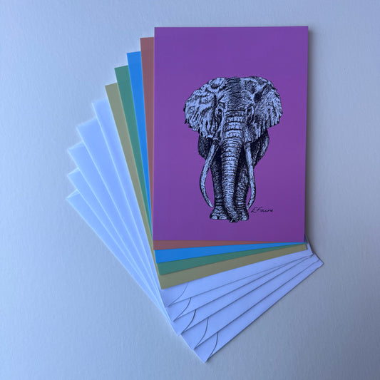 'Ems' Elephant Postcards - Neon