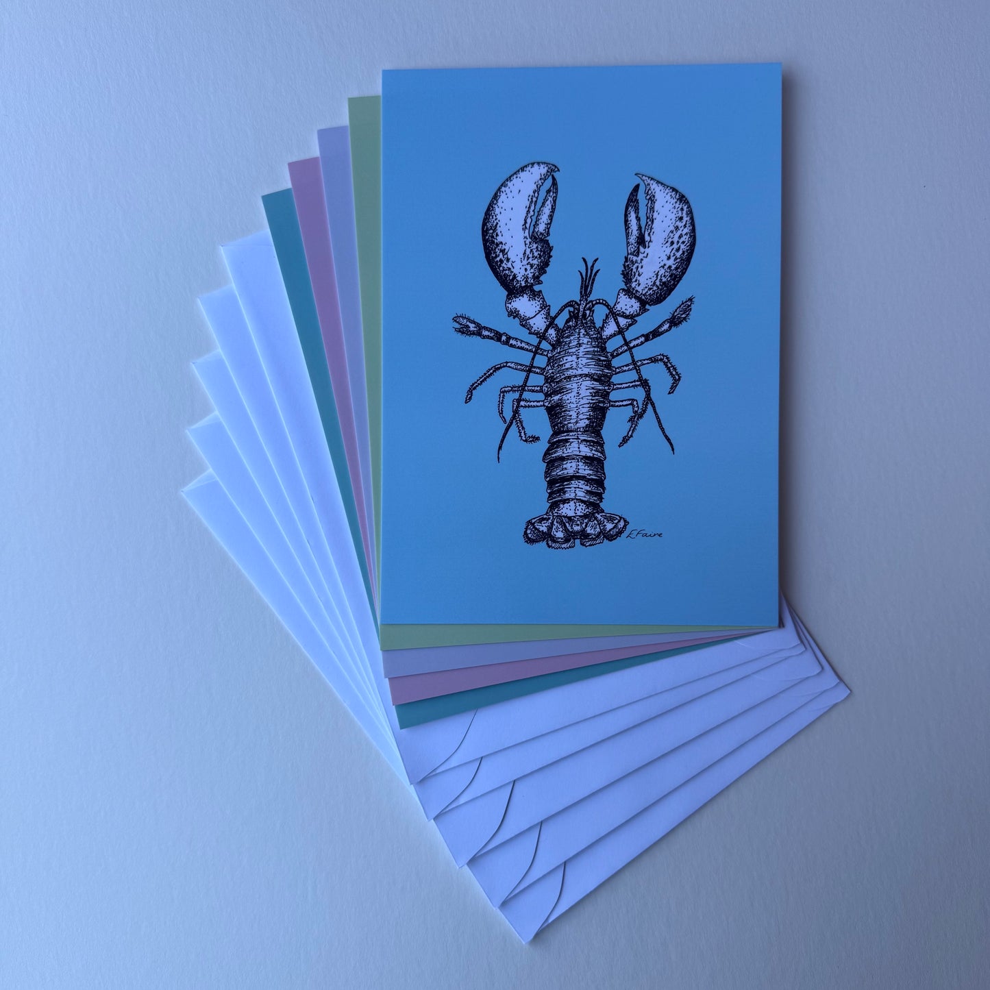 'Larry' Lobster Postcards - Pastel