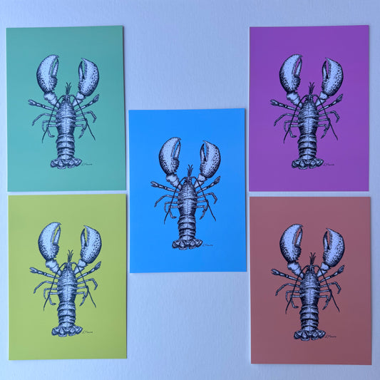 'Larry' Lobster Postcards - Neon
