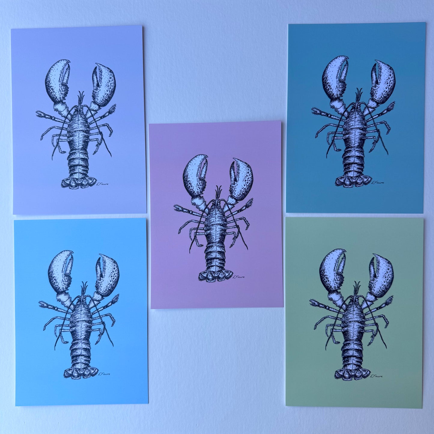 'Larry' Lobster Postcards (A6) - Pastel