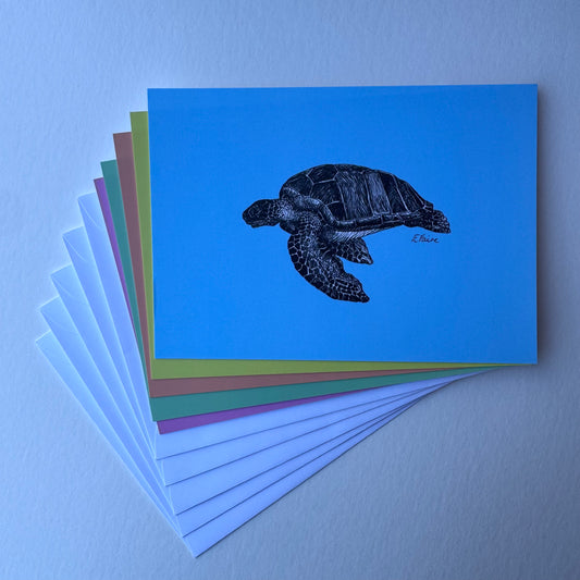 'Terry' Turtle Postcards - Neon