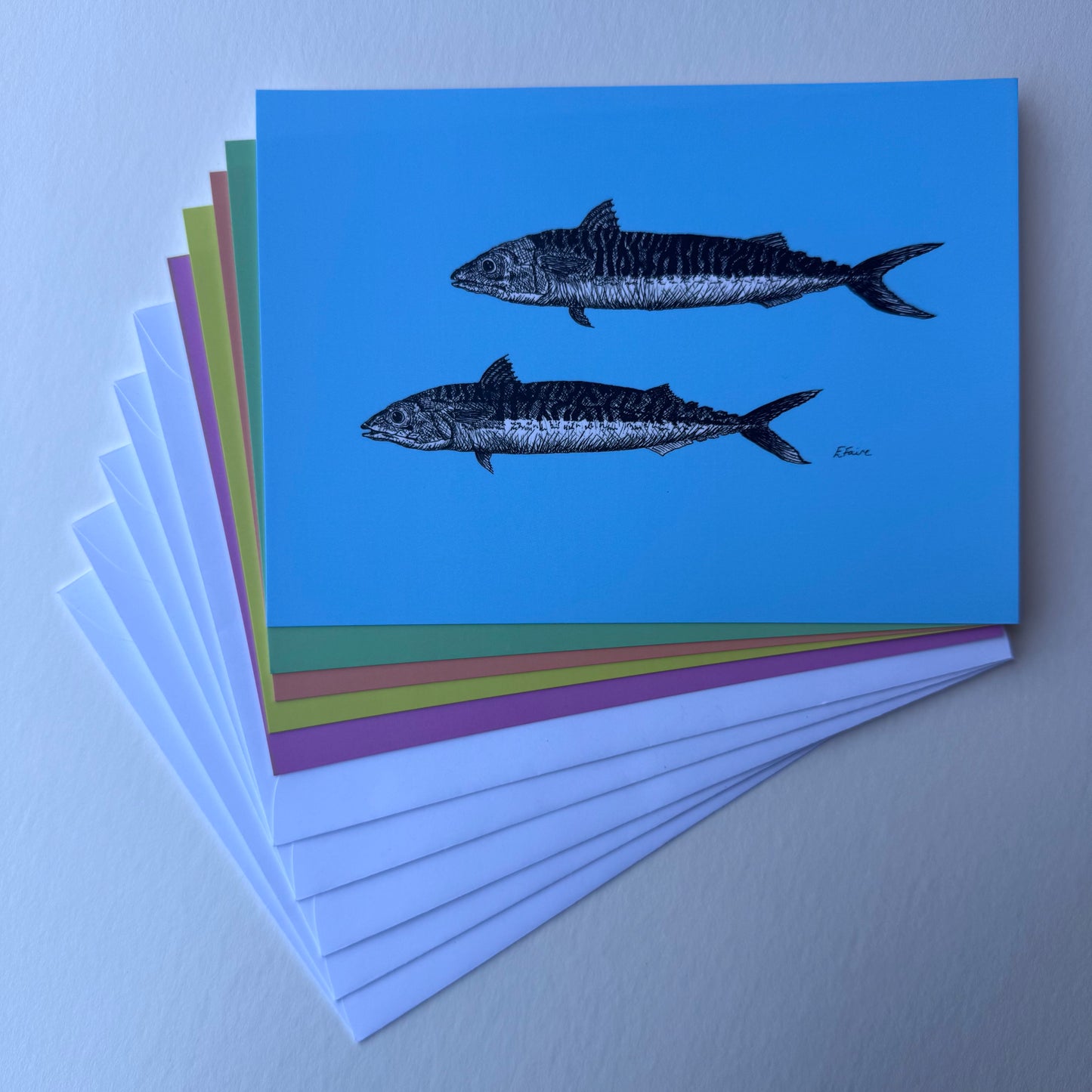 'Mills & Maverick' Mackerel Postcards - Neon