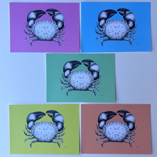 'Kevin' Cromer Crab Postcards - Neon