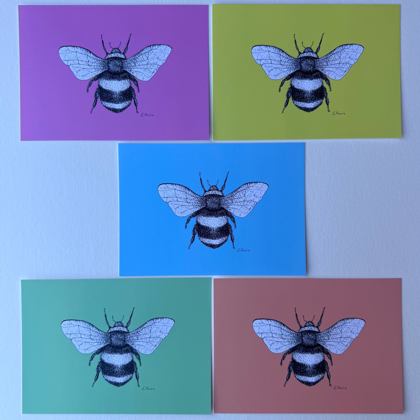 'Belinda' Bumblebee Postcards - Neon