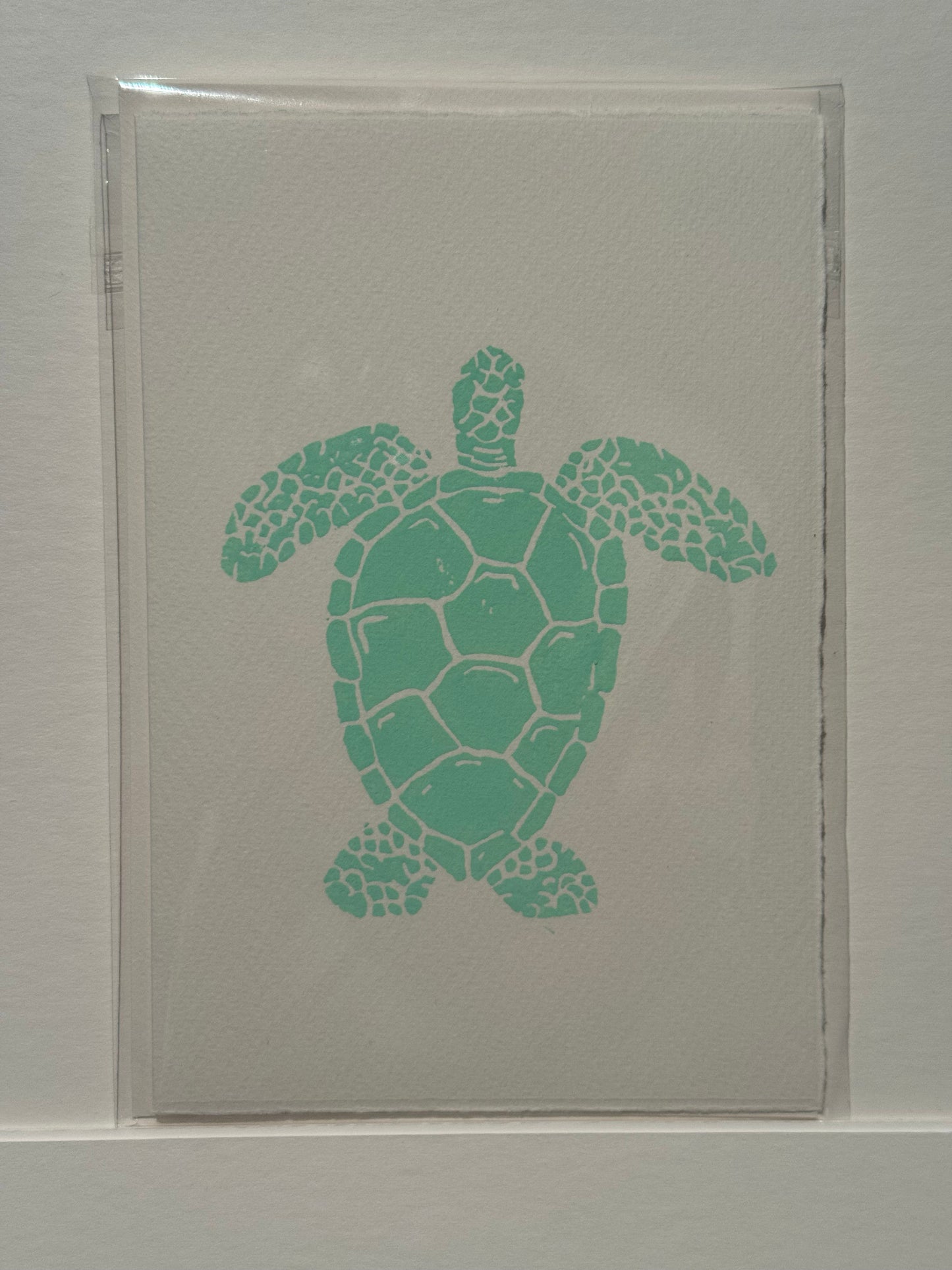 Turtle Lino Print Greetings Card - Green